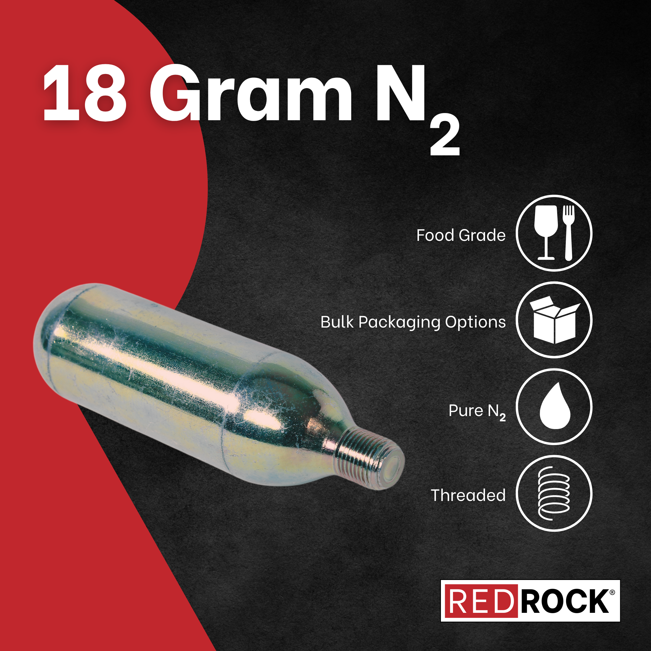 RedRock 18g Threaded Nitrogen (N2) Cartridges — 5/8"-18 — photo 4