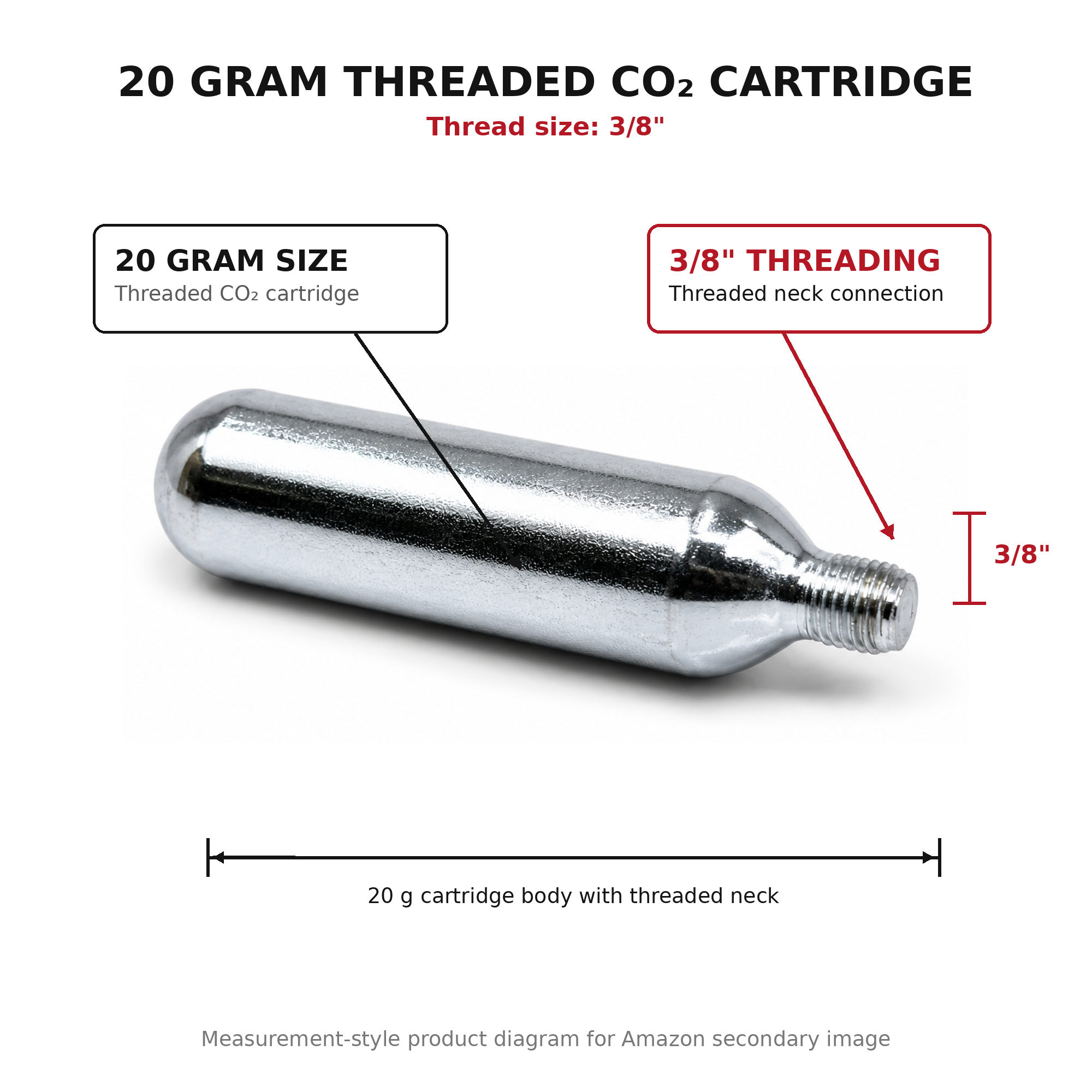 RedRock 20g Threaded CO2 Cartridges — photo 2