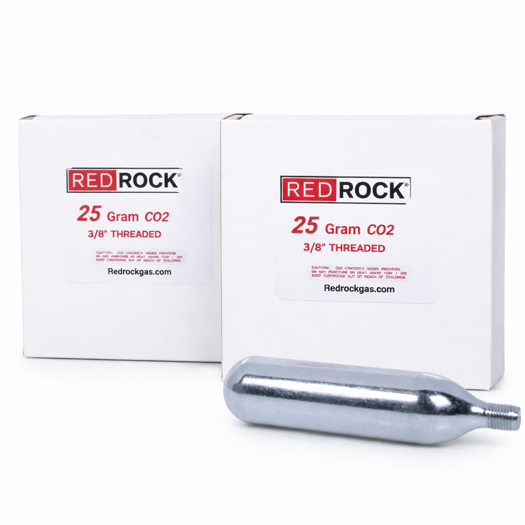 RedRock 25g Threaded CO2 Cartridges — Beverage Grade
