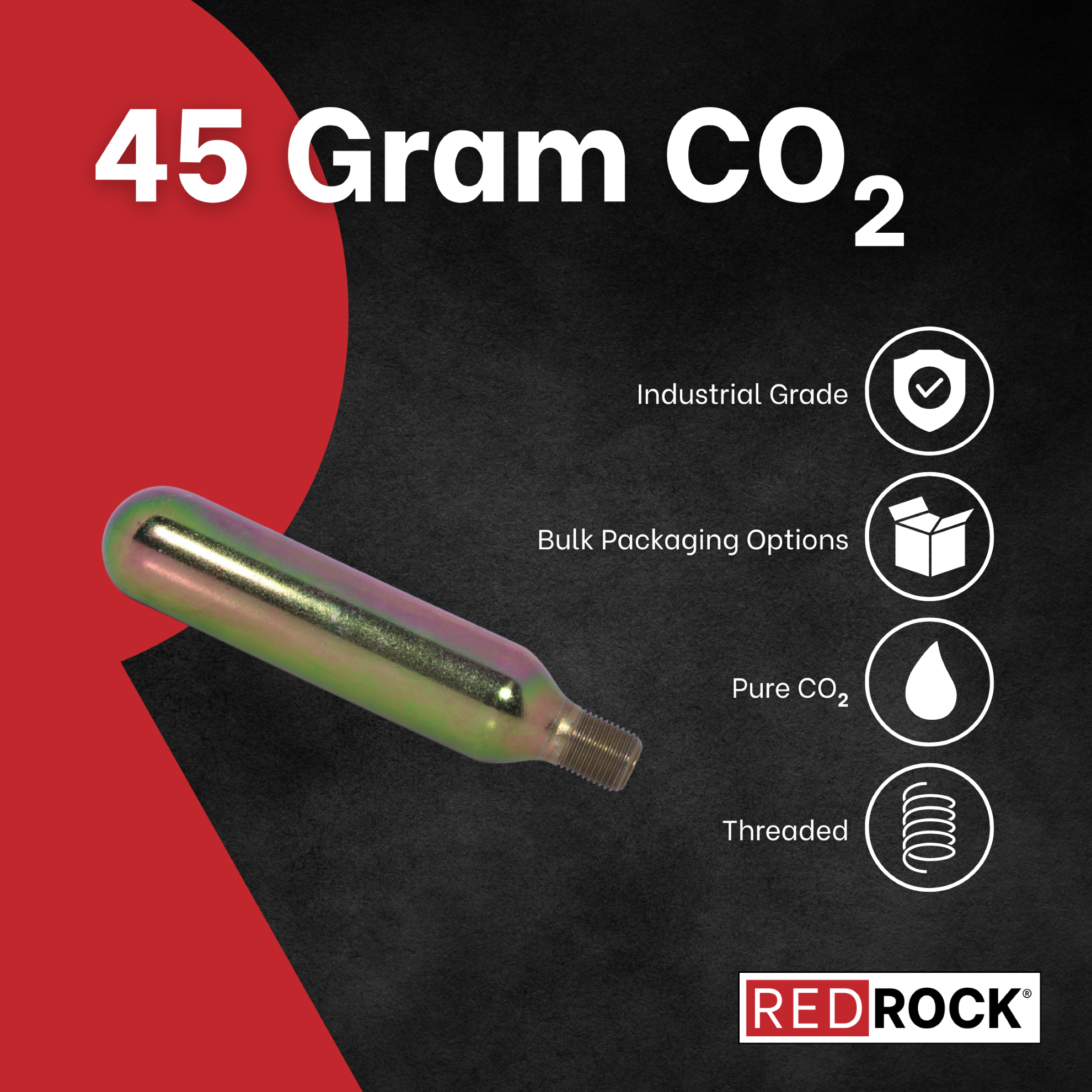 RedRock 45g (60cc) Threaded CO2 Cartridges — 5/8" — photo 2