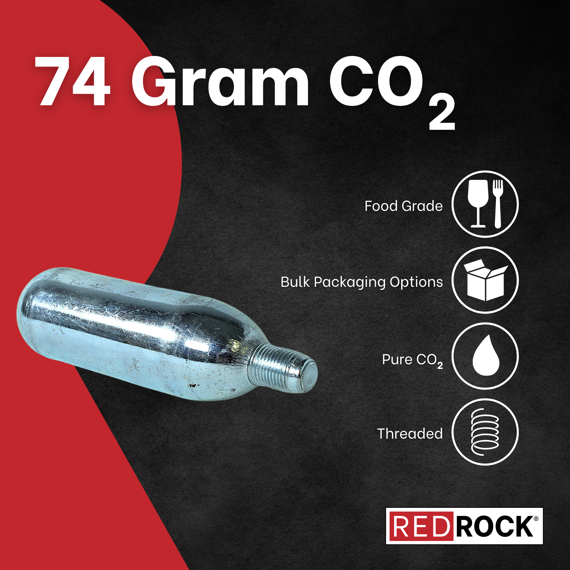 RedRock 74g Threaded CO2 Cartridges — Beverage Grade 5/8" — photo 4