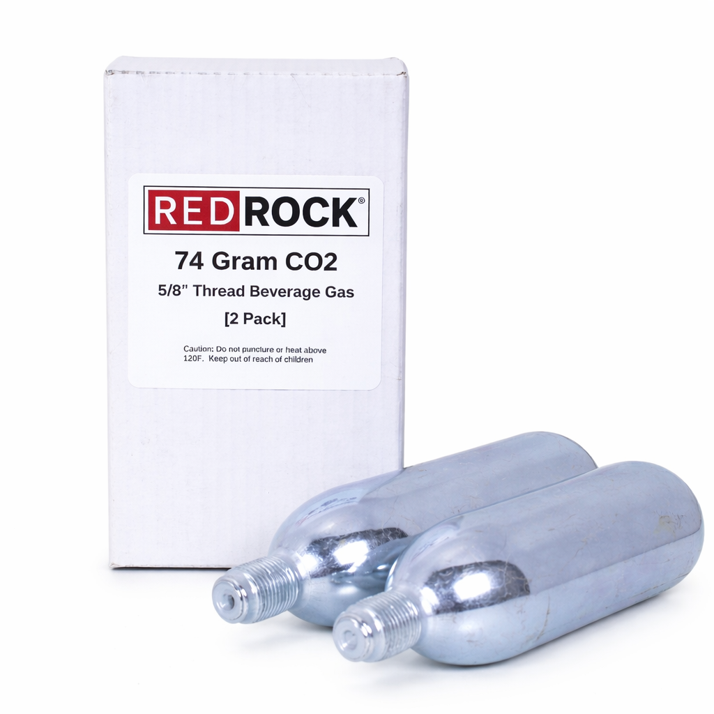 RedRock 74g Threaded CO2 Cartridges — Beverage Grade 5/8"
