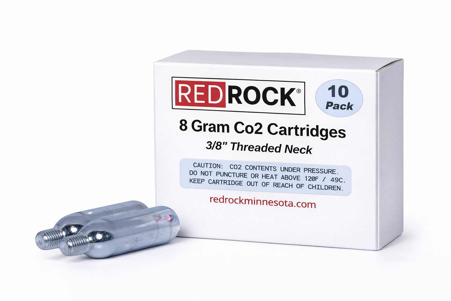 RedRock 8g Threaded CO2 Cartridges — Beverage Grade